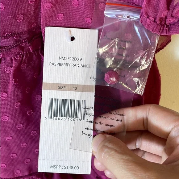 NWT. Nanette Lepore 12 Raspberry Radiance High Neck Long Sleeve Dress. - Picture 3 of 12